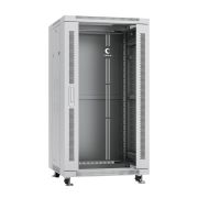 Шкаф монтажный телекоммуникационный напольный SH-05C-22U60/60 19дюйм для распред. и серверн. оборудования 22U 600х600х1166мм передн. стеклян. и задн. сплошн. метал. двери ручка с замком сер. (RAL 7035) Cabeus 7044c